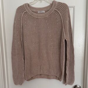 Zenana Outfitters Beige Crewneck Ribbed Sweater